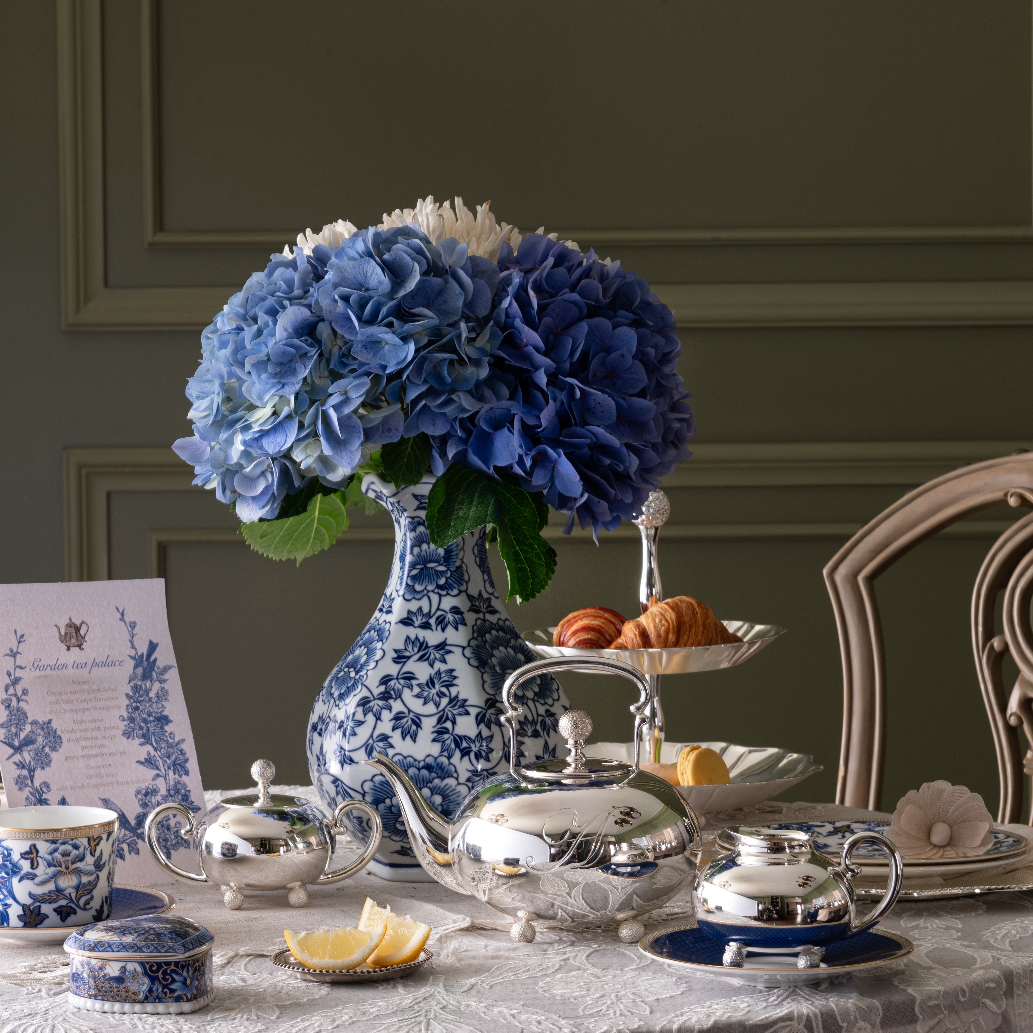 Momogram Tea Light Luxury Monogram Tea Set for Afternoon Tea | Silverstein